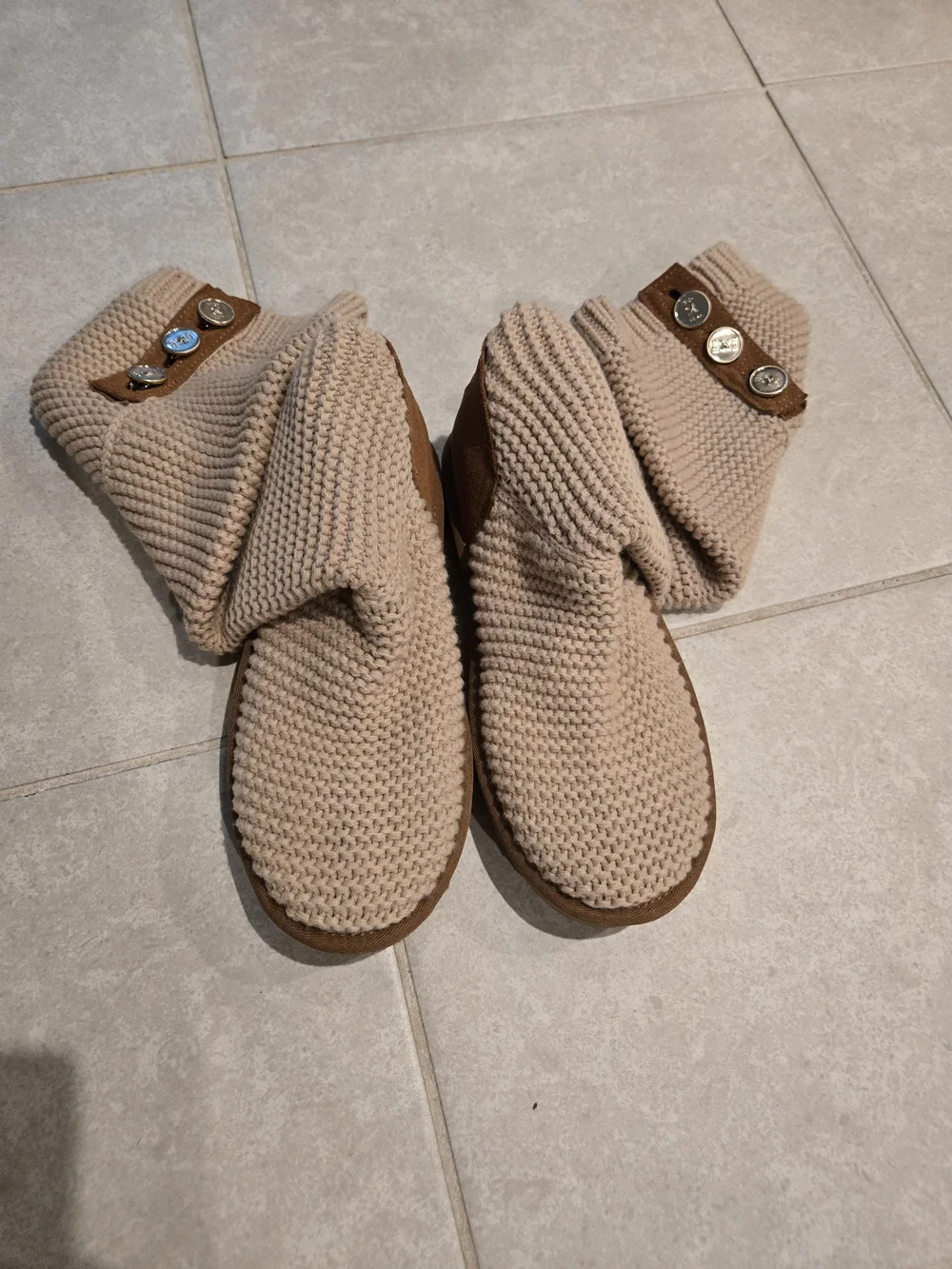 UGG Tan Knit Button Boot